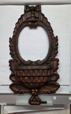 Vintage 1970s Chapman Spanish Revival Carved Wood Wall Pocket Mirror Frame – Made in Spain