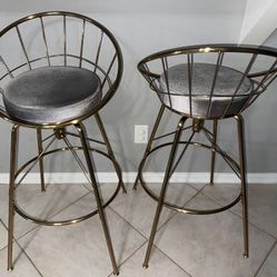 2 Bar Stools with Gold Legs