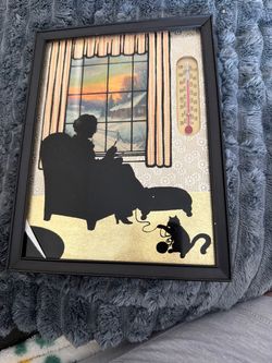 Vintage Silhouette Wall Art with Thermometer