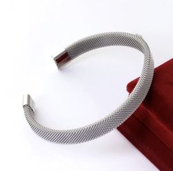 Stainless Steel Silver Unisex Men Womens Cuff Bangle Bracelet