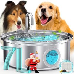 oneisall Dog Water Fountain, 7L/230oz/1.8G Quiet Dog Fountain Water Bowl, Stainless Steel Dog Water