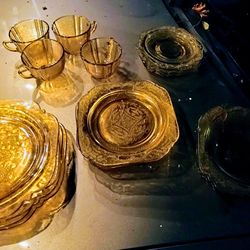 Federal Madrid Amber Depression Glass