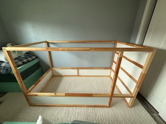 KURA Reversible bed, white/pine, Twin