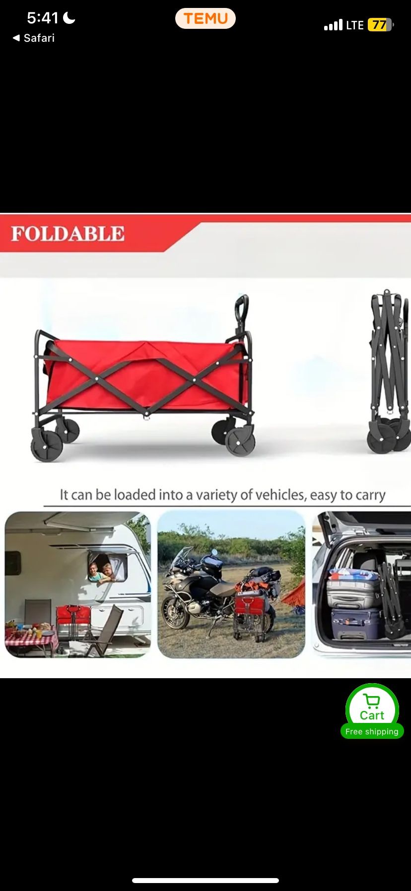 Collapsible folding utility wagon cart Collapsible Wagon Cart, Multipurpose Foldable Wagon with All-Terrain Universal Wheels, Portable Large Capacity 