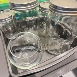 Various Size Glass Mason Jars & Extra Cup 