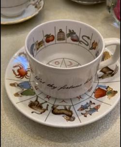 Vintage Royal Kendal "The Taltos" fortune-telling teacup and saucer set