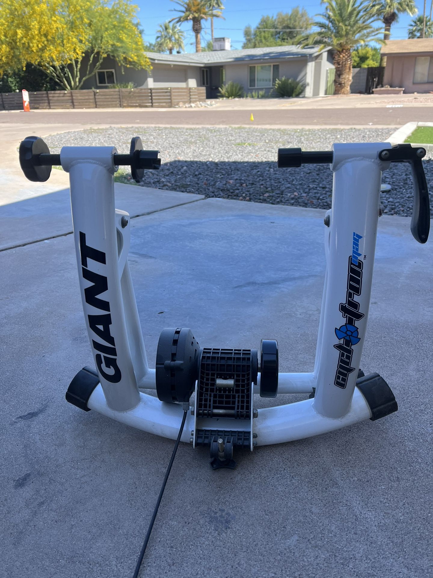 Cyclotron Mag Bicycle Trainer and Front Wheel Block