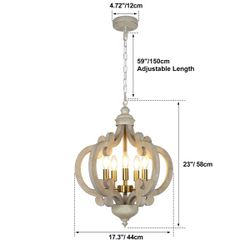 5 Light Wood Geometric Chandelier