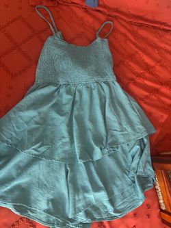 Teal Smocked Tiered Ruffle Mini Dress short