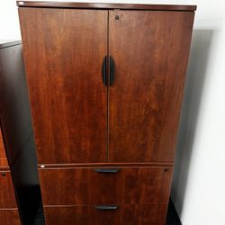 Store It In Style! Used - Cherry Storage Cabinet w/ Two Drawer Lateral  Filing Cabinet