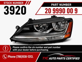 2015-2018 VOLKSWAGEN JETTA LH HALOGEN/LED DRL HEADLIGHT. DRIVER SIDE( TYC AUTO PART CERTIFIED)
