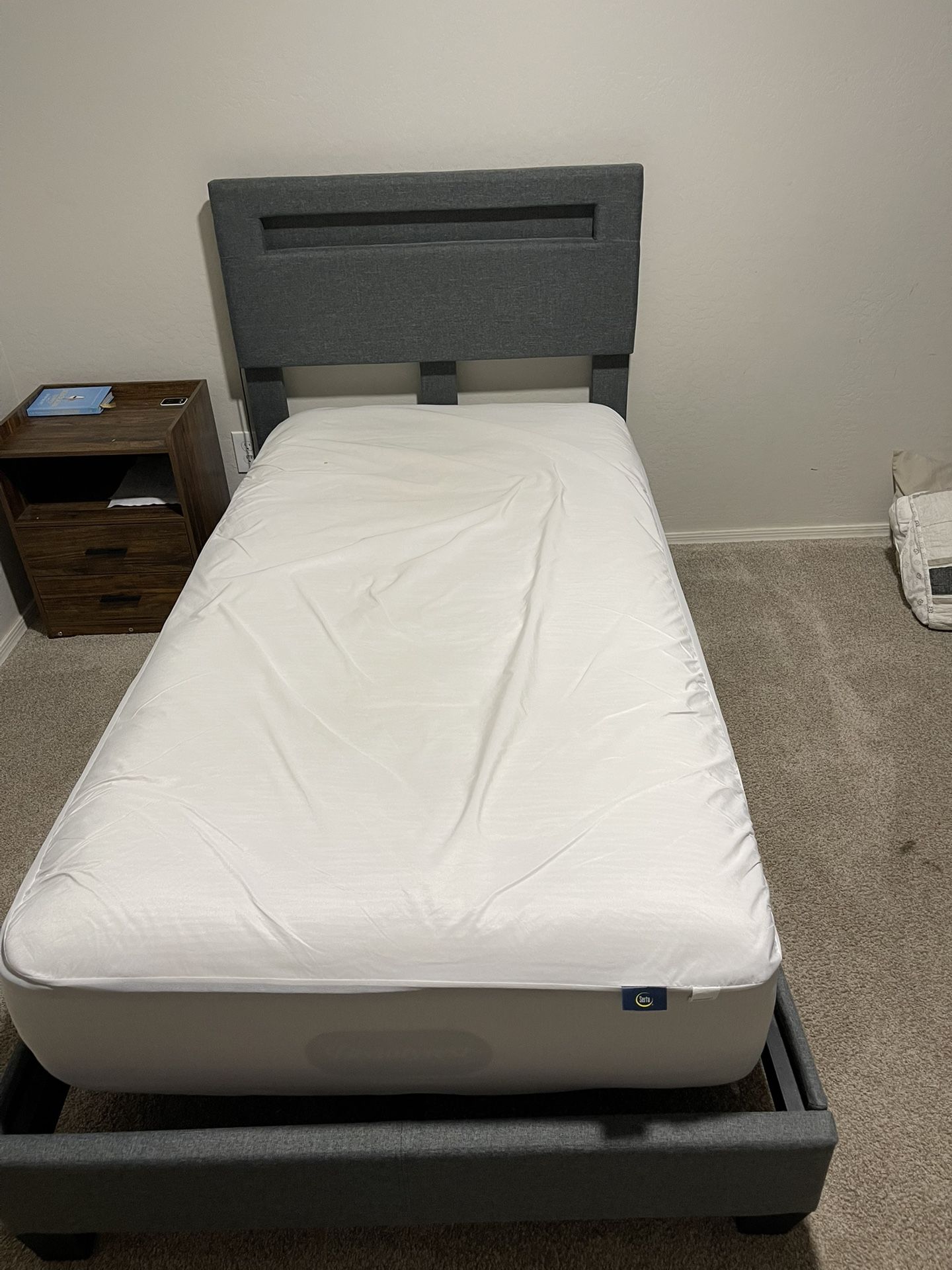 Like new Beautyrest twin mattress and bed frame.that Lights Up