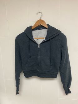 Brandy Melville charcoal gray cropped zip-up hoody one size
