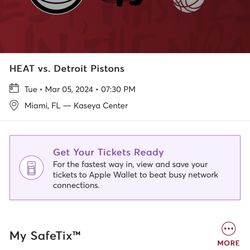 Miami Heat Va Detroit Pistons $130 Both Tickets 