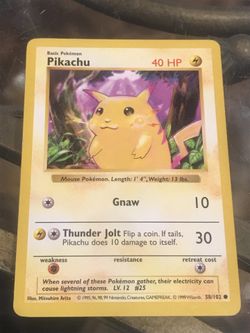 Pokemon Pikachu, Pokémon card, rare Pokémon card, Pikachu card