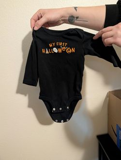 Baby first Halloween onsie cones with black pants