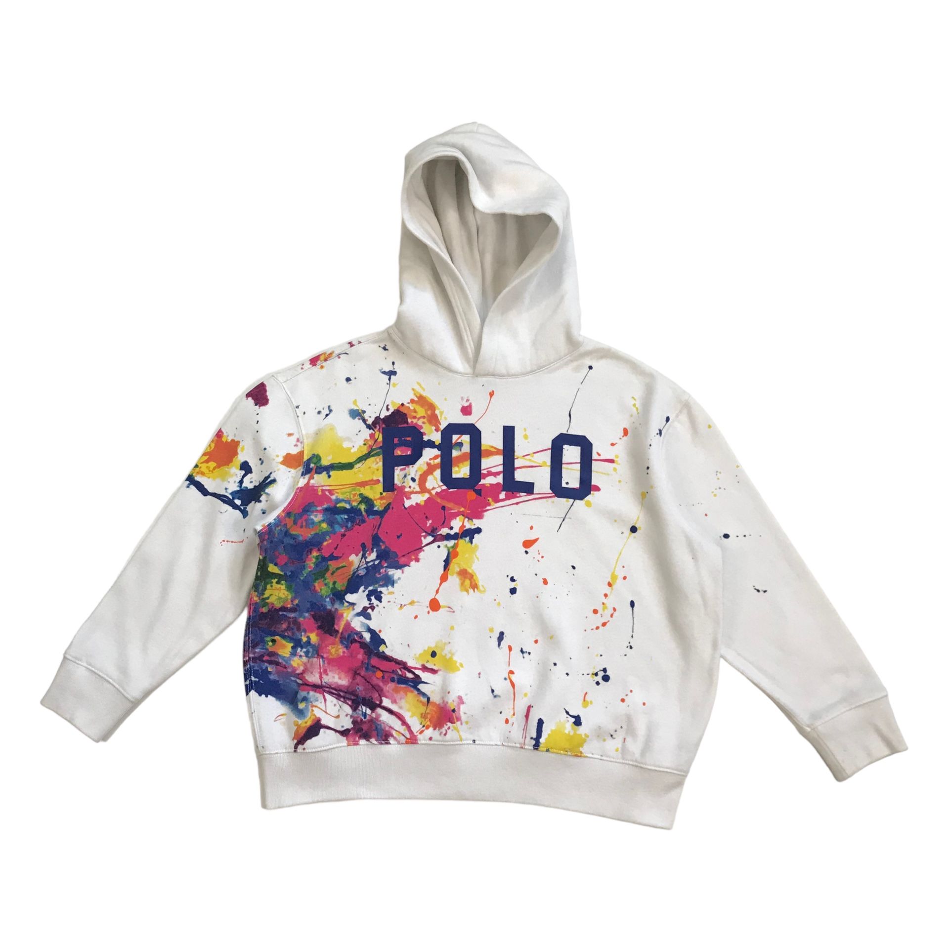 POLO RALPH LAUREN PAINT SPLATTER HOODIE LARGE L YOUTH SWEATSHIRT PULLOVER PRL