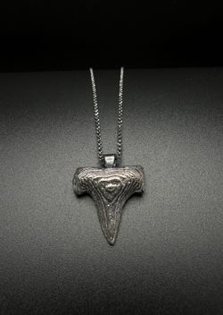 Oxidized Shark Tooth Necklace