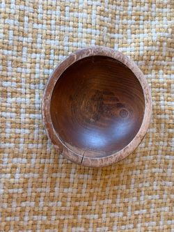 Vintage Mid-Century Hand-Turned Dark Wood Bowl – 6.5” (Great Restoration Project)