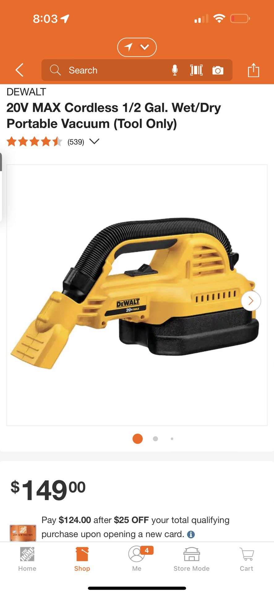 Dewalt Vacuum $120 Tool Only 