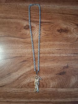 925 silver necklace w/ gold plated Grim Reaper