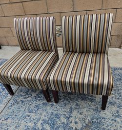 #Vintage Pin Stripped Accent Chairs