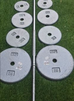 100lbs Weights Set with Straight Bar
