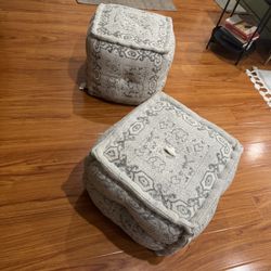 White Low Poufs