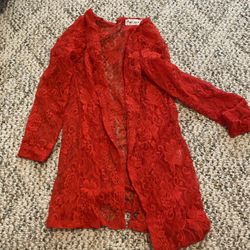 Girl’s red lace kimono