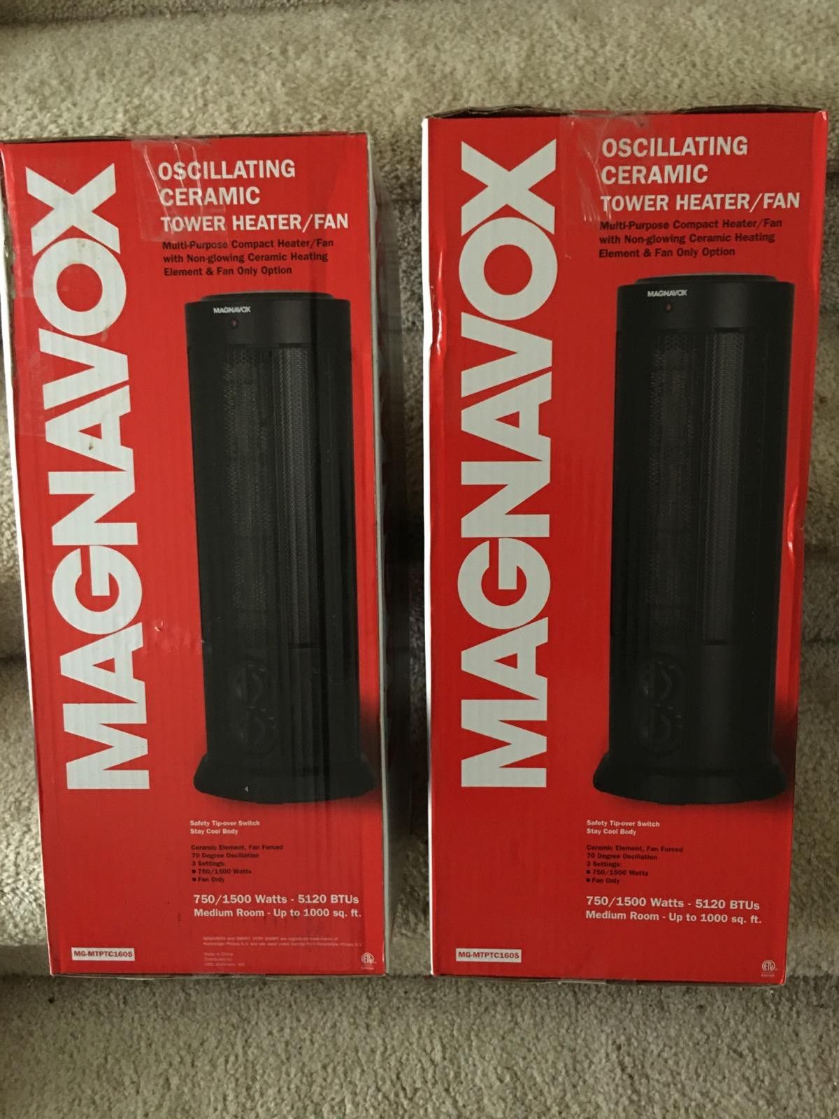 Magnavox Oscillating Ceramic Tower Heater / Fan New In Box
