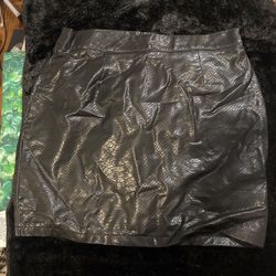Mini Black Leather Skirt