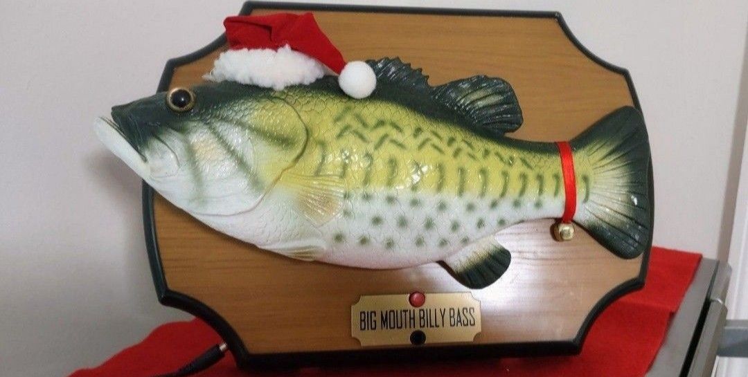 Vintage 1999 Christmas Big Mouth Billy Bass-Gemmy Industries-Motional Activated-Blues The Night Before Xmas- Working good.