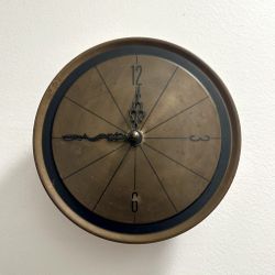 Antique Bronze Round Ship Style Wall Clock Made In USA