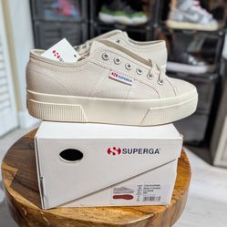 New 
Size 6W (4.5M)
Womens Superga 
2740 Platform Beige 
Sneakers w/ Box