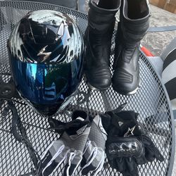 Motorcycle helmet &, boots
