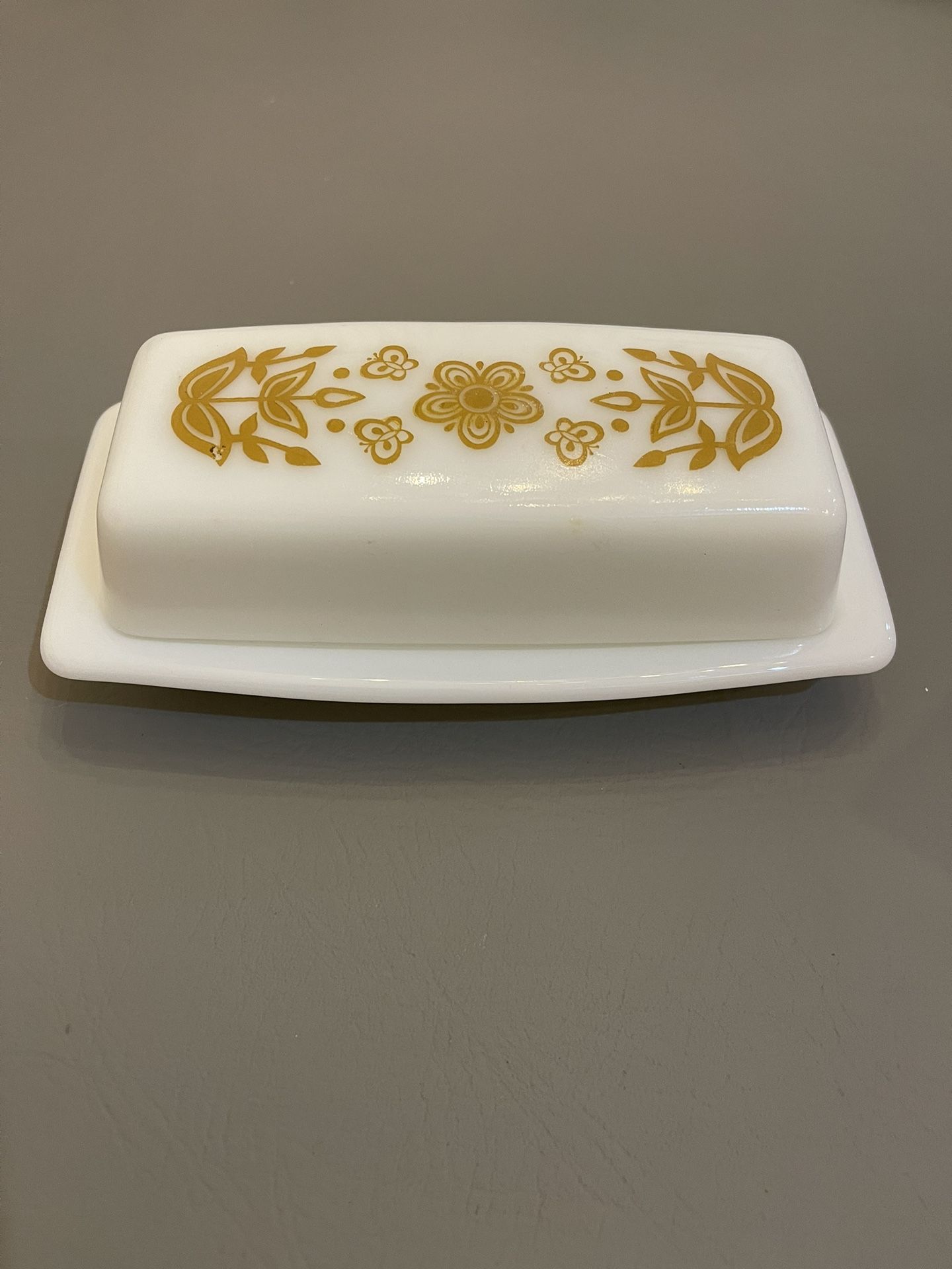 Vintage Pyrex Butterfly Gold Butter Plate