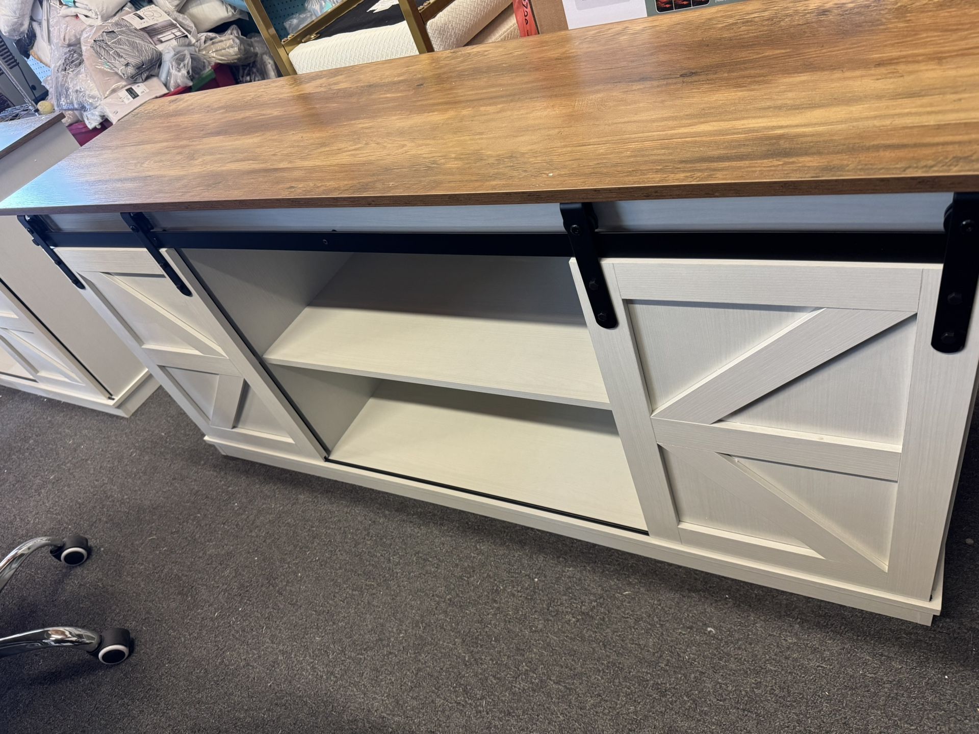 New Barn Doors Tv Stand Coffee Bar Cabinet Storage Buffet Table , Comes Assembled