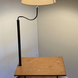 Lamp End Table with Black Metal Magazine Rack
