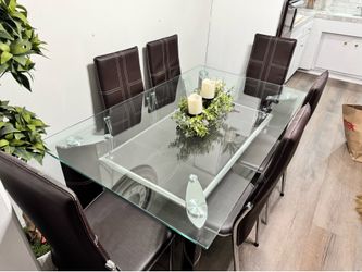 6-Chair Glass Dining Table Set – $350 OBO