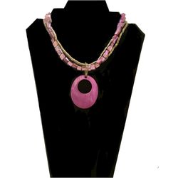 Purple Choker Pendant Necklace Mother Of Pearl Multi Strand
