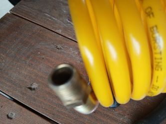 Yellow Coiled Air Hose with Brass Fitting