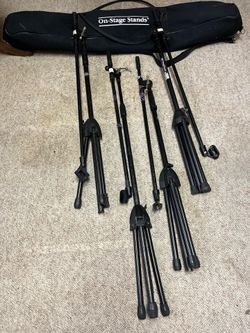 Mic stands - 4 & case