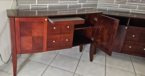Dark Cherry Wood Sideboard Buffet Cabinet $90