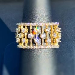 18k yellow gold 2CTW natural diamond fashion cage cocktail ring sz8.5