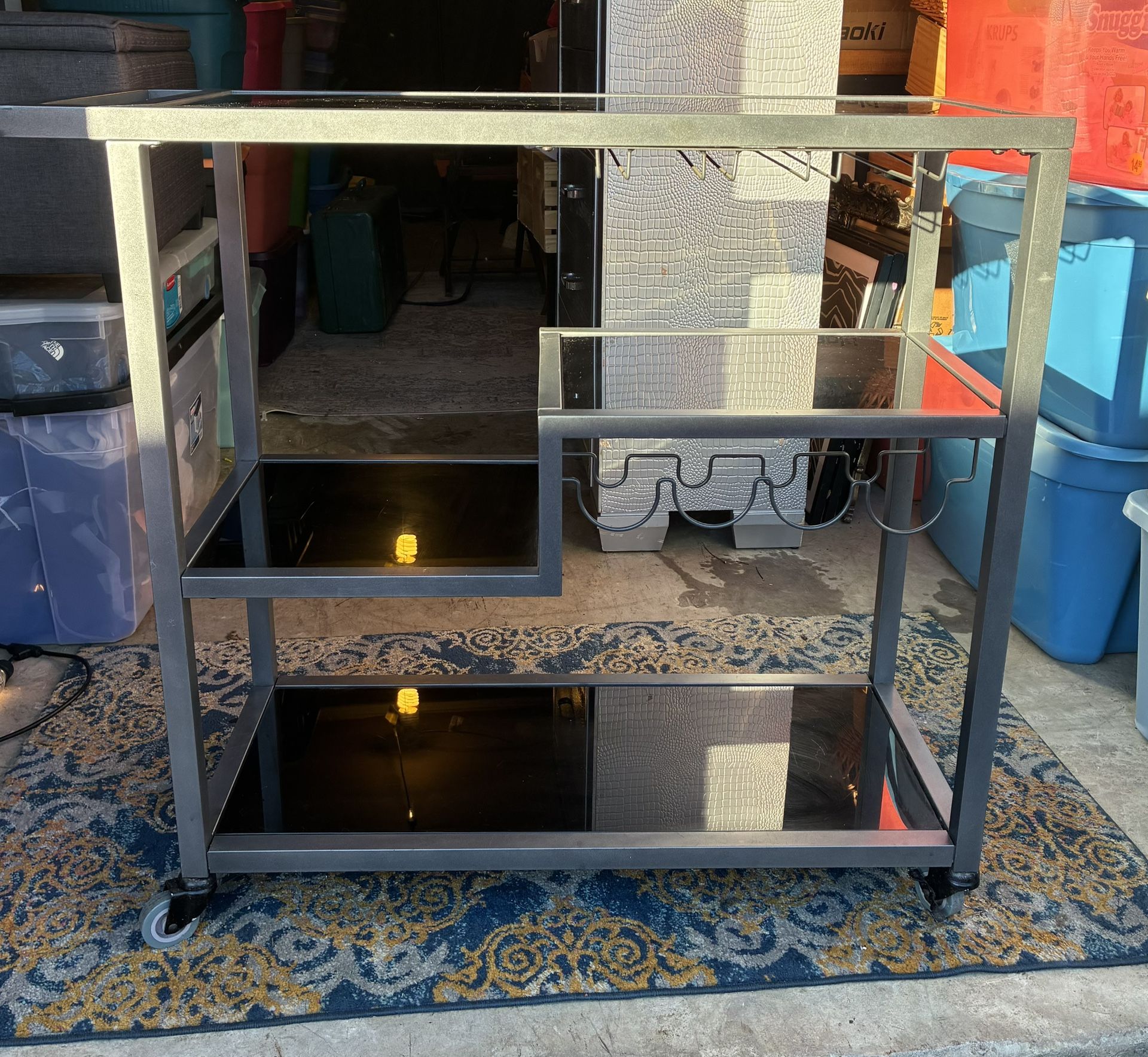 Glass Rolling Bar Cart (3-Tier)