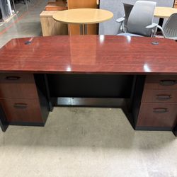 Desk Bow Front With Double Pedestals And Chair