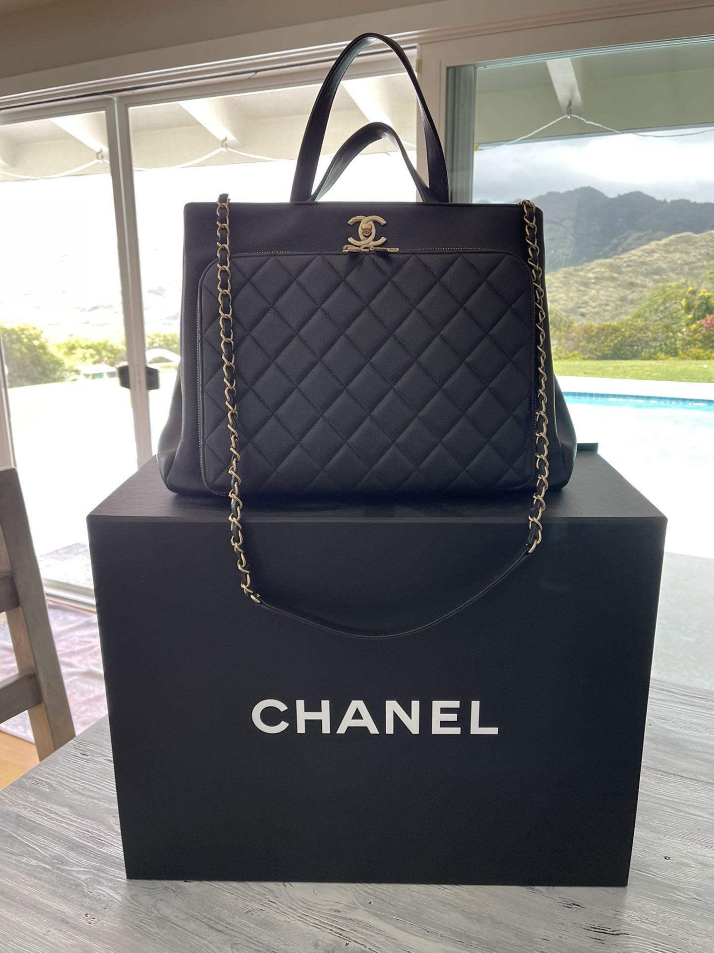 Chanel Coco Handle Shopping Tote Quilted Denim Large