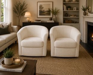Modern White Barrel Accent Chairs
