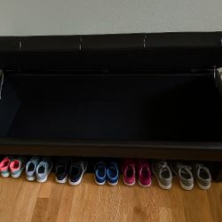 Leather storage Bench