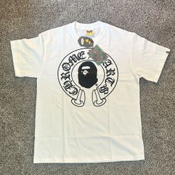 white bape x chrome heart shirt medium 